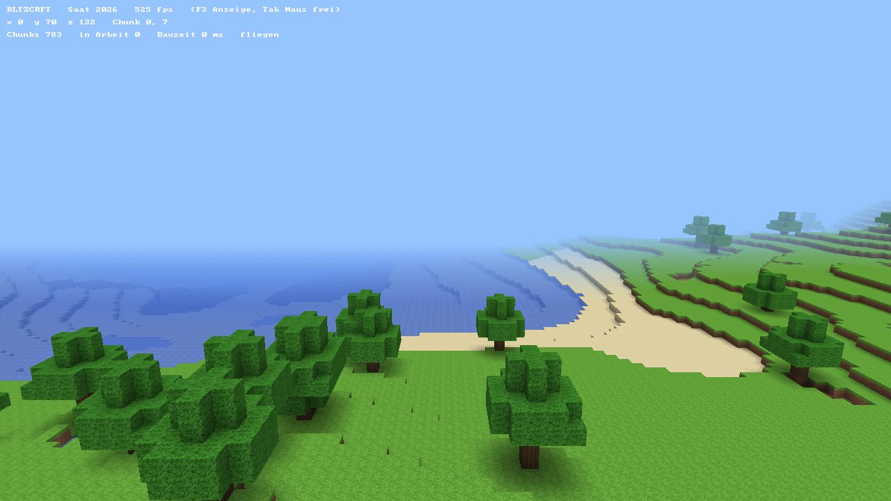 BLTZCRFT: a block world with trees, a beach and the sea